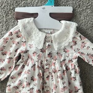 NEW Primark 6-9m baby girl floral and brown outfit top and pants